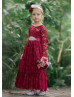 Long Sleeve Burgundy Lace Floor Length Flower Girl Dress Long Sleeve Burgundy Lace Floor Length Flower Girl Dress